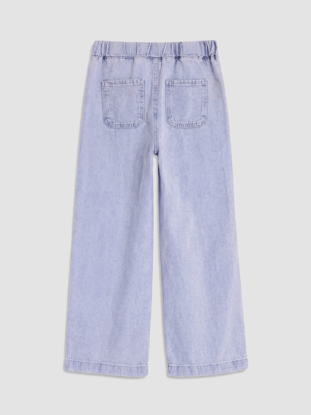 Mavi Wideleg Stitch Ve Angel Baskılı Kız Çocuk Jean Pantolon-2