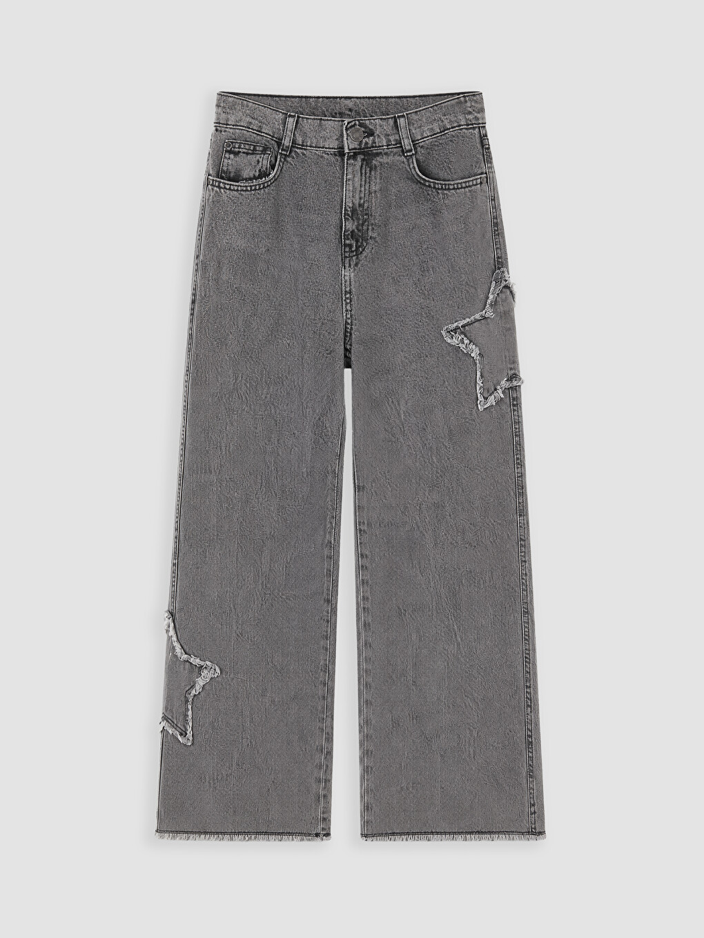 Karışık Wideleg Nakışlı Kız Çocuk Jean Pantolon