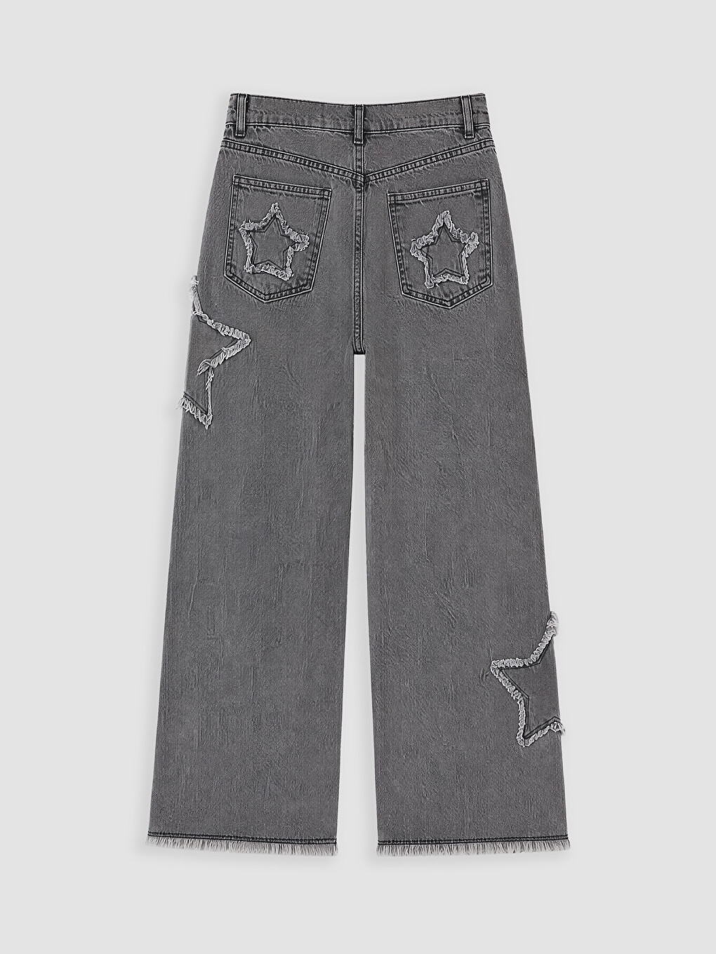 Karışık Wideleg Nakışlı Kız Çocuk Jean Pantolon-2