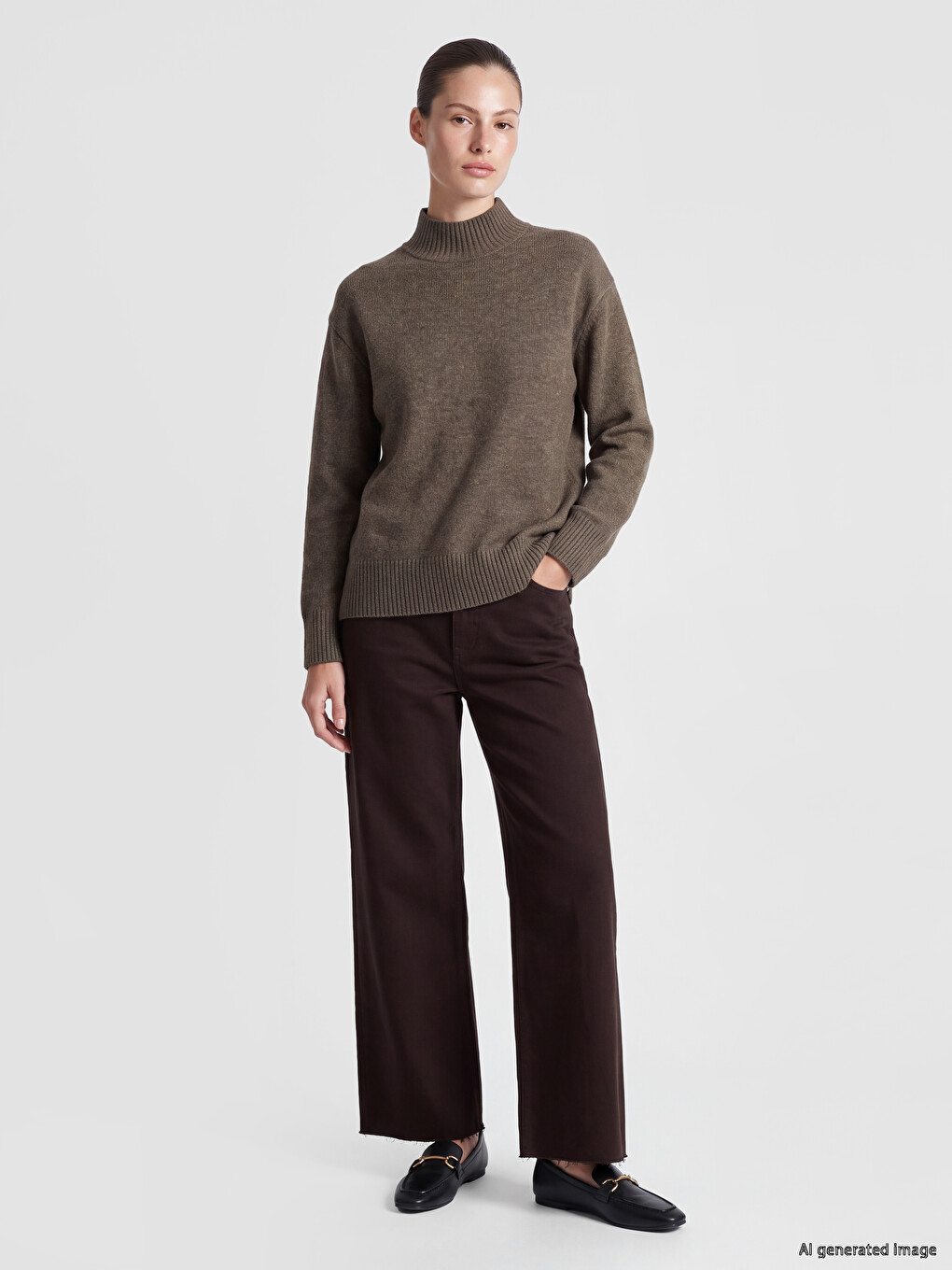 Mock Turtleneck Women's Knitwear Sweater-1