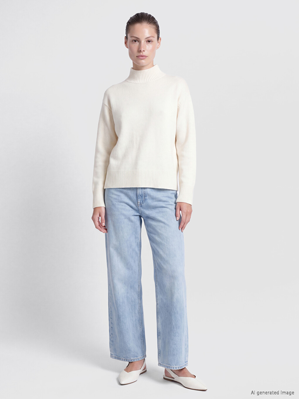 Mock Turtleneck Women's Knitwear Sweater-1