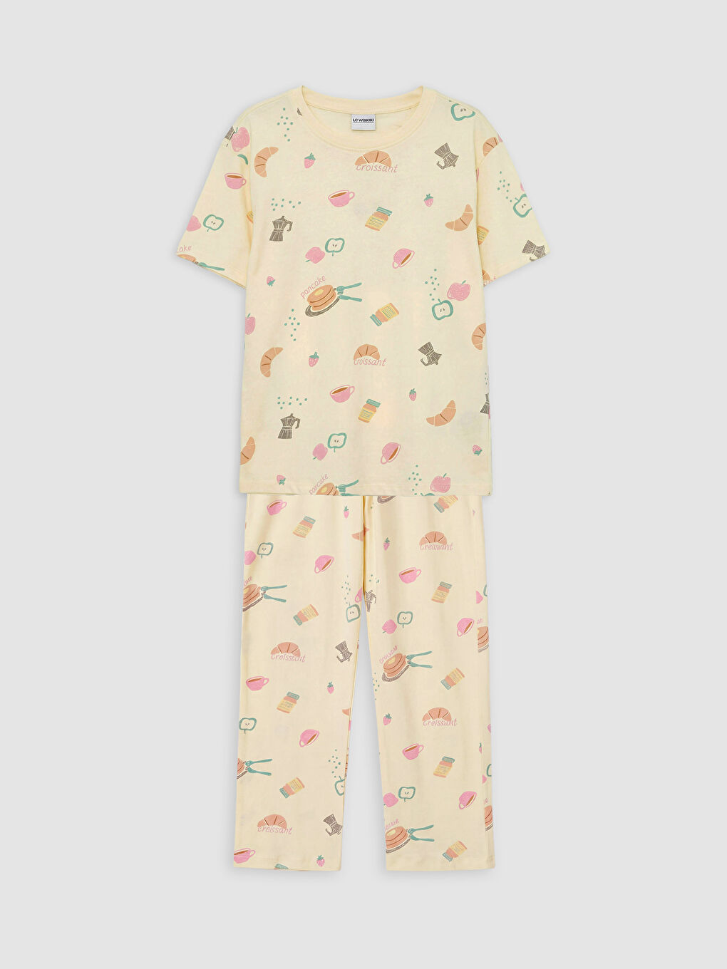 Crew Neck Printed Girls' Pyjamas Set