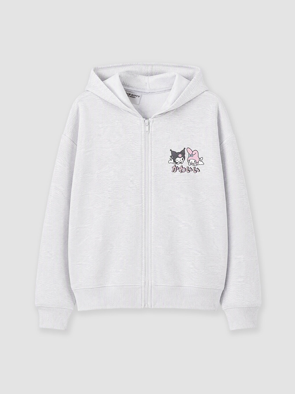 Gri Kapüşonlu Hello Kitty Baskılı Kız Çocuk Sweatshirt