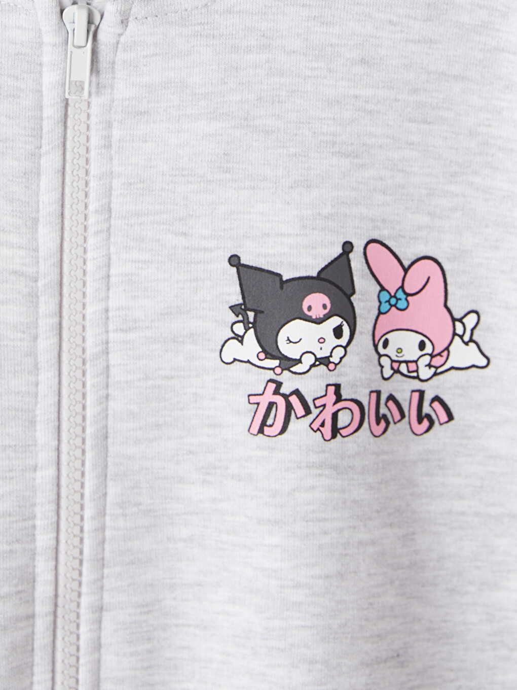 Gri Kapüşonlu Hello Kitty Baskılı Kız Çocuk Sweatshirt-1