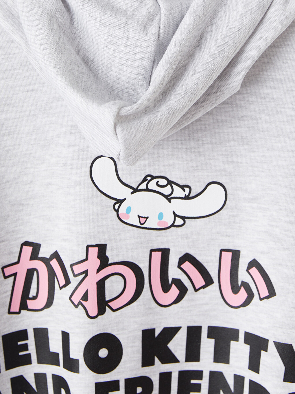 Gri Kapüşonlu Hello Kitty Baskılı Kız Çocuk Sweatshirt-3