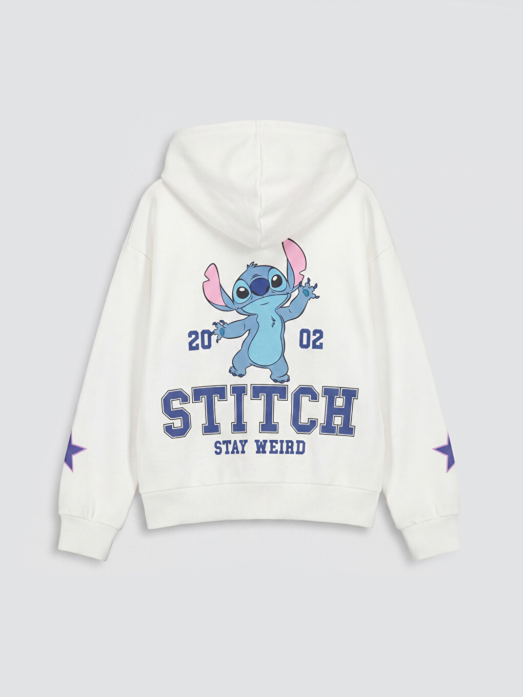 Beyaz Lilo & Stitch Baskılı Kız Çocuk Hırka-1