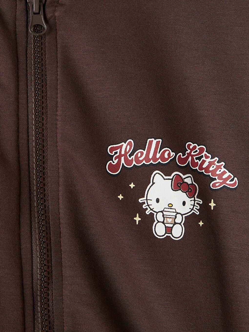 Kahverengi Hello Kitty Baskılı Kız Çocuk Sweatshirt-1