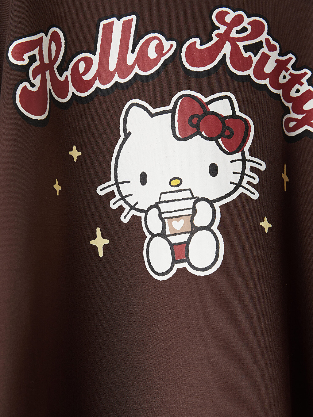 Kahverengi Hello Kitty Baskılı Kız Çocuk Sweatshirt-3