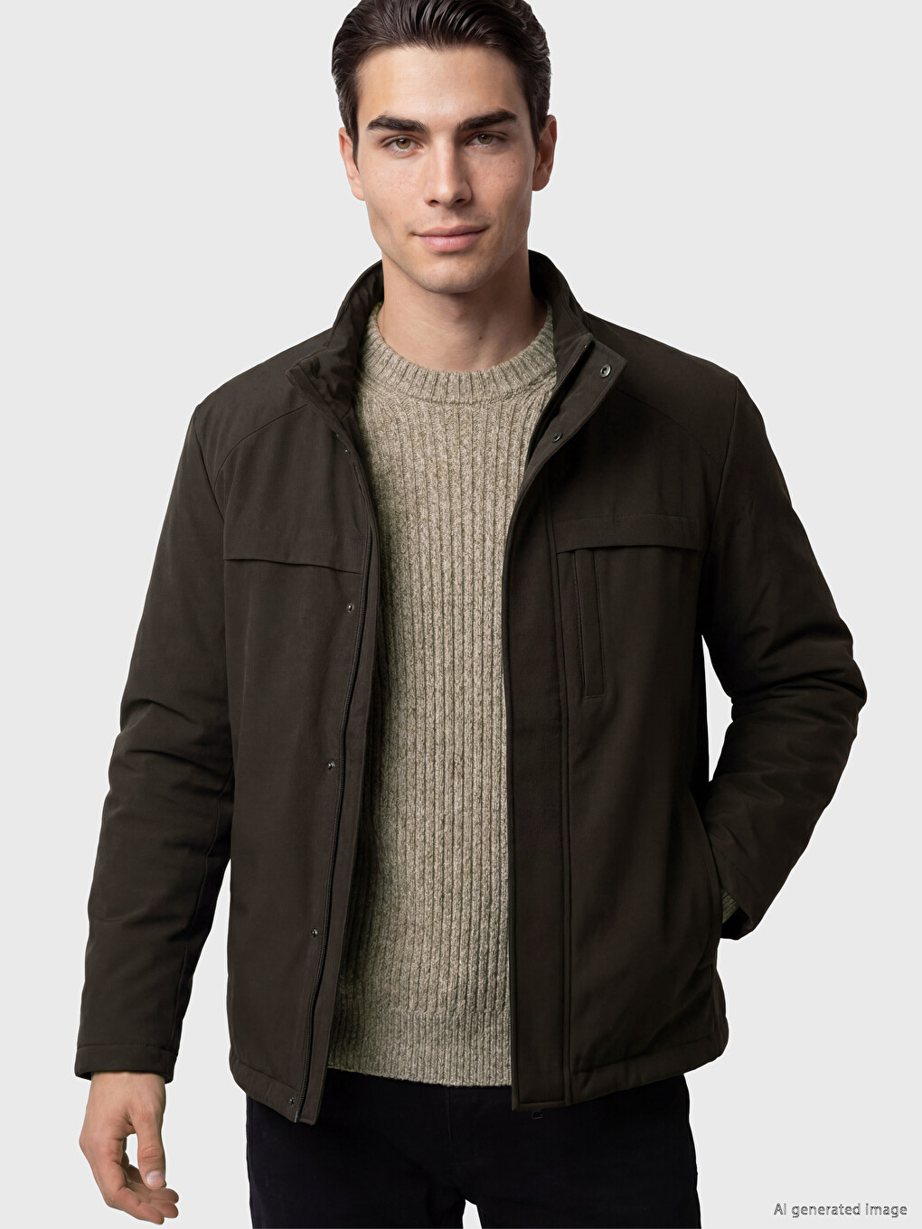 Regular Fit Mock Neck Men's Puffer Coat