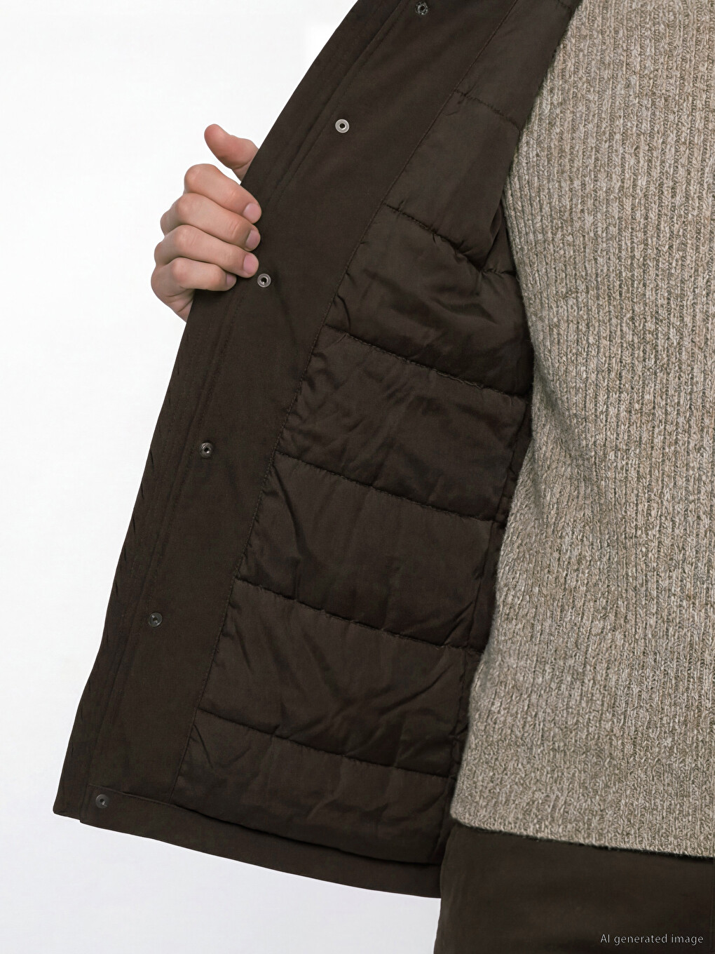 Regular Fit Mock Neck Men's Puffer Coat-2