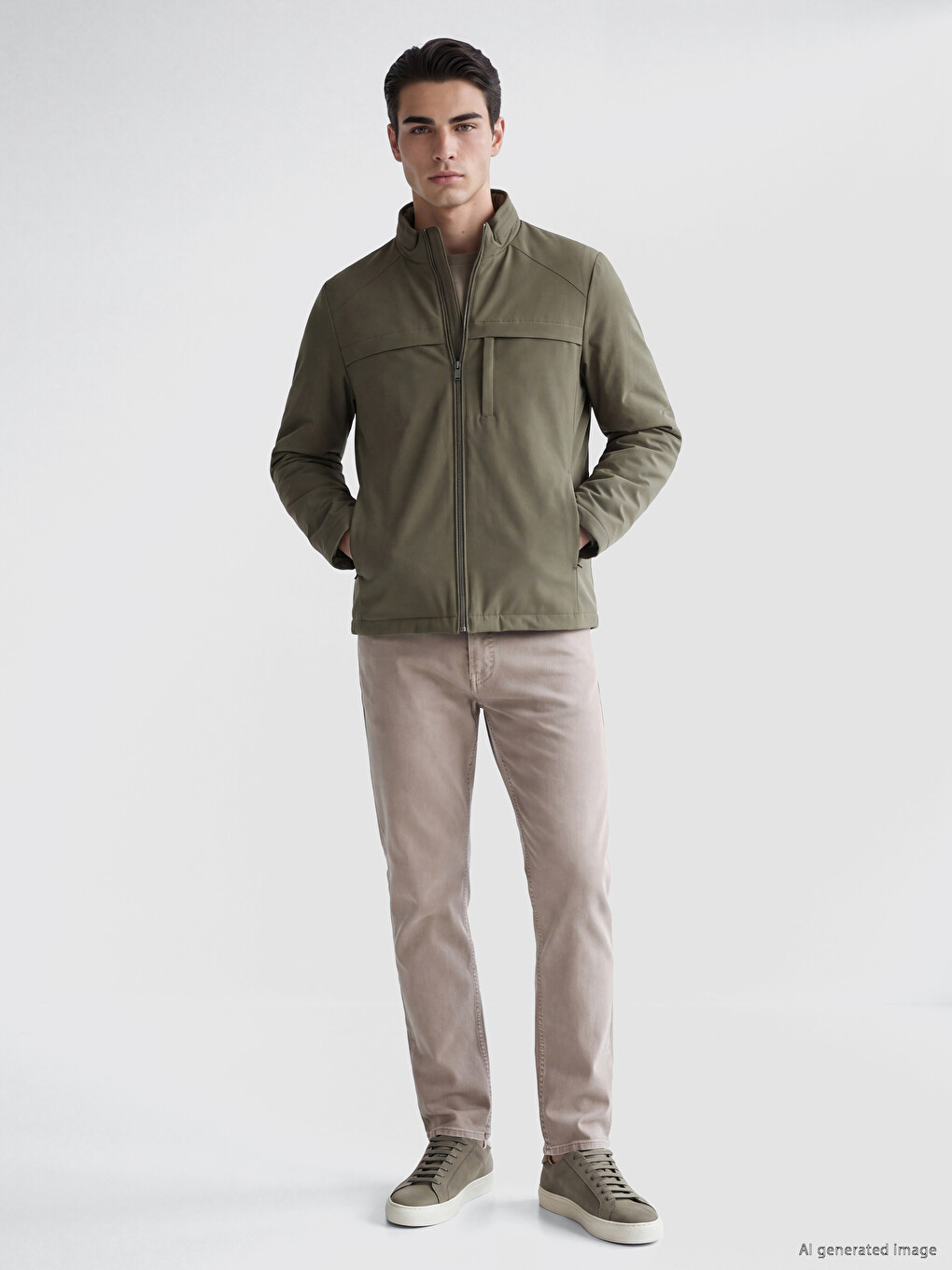 Regular Fit Mock Neck Men's Puffer Coat-1