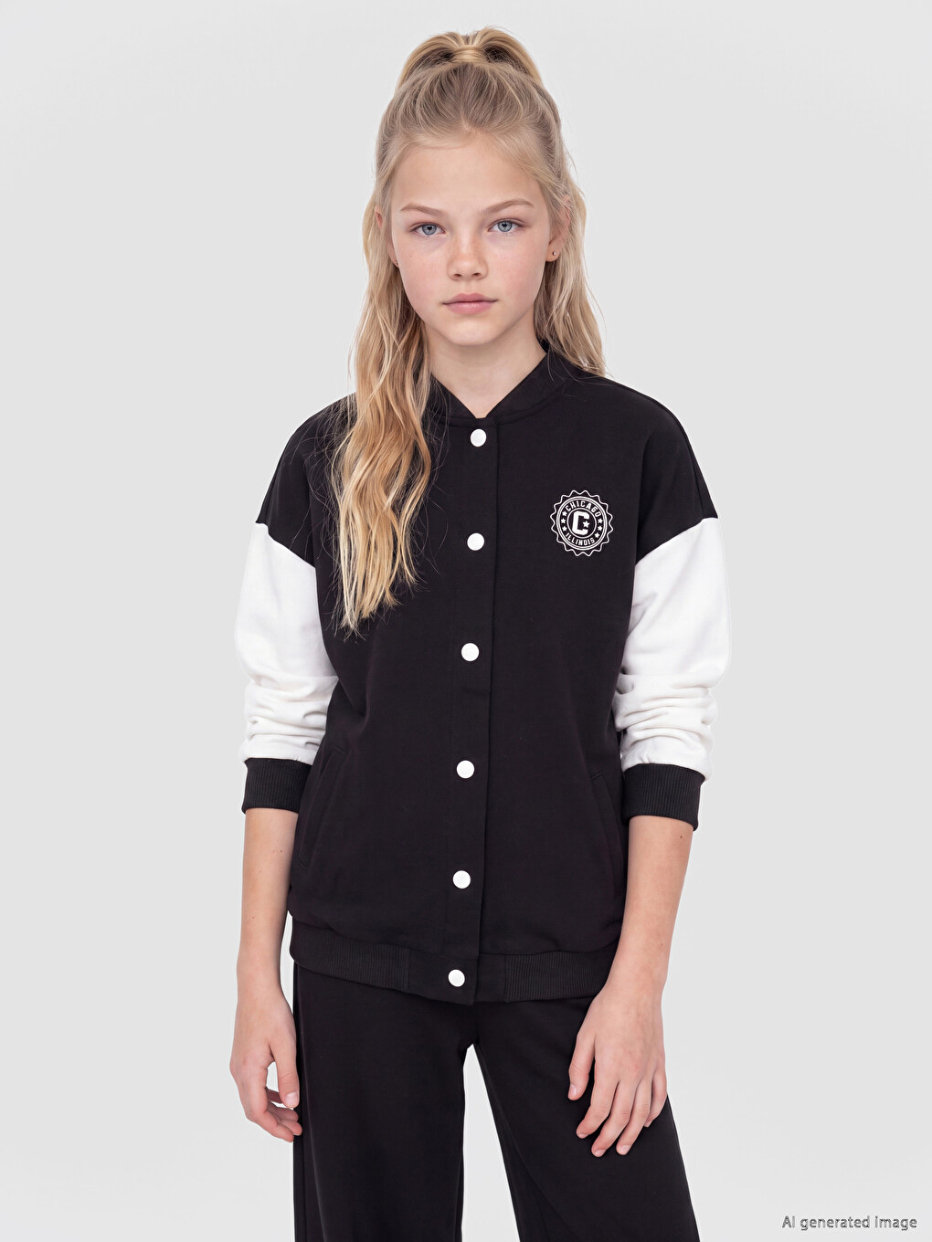 Printed Girls' College Jacket-1