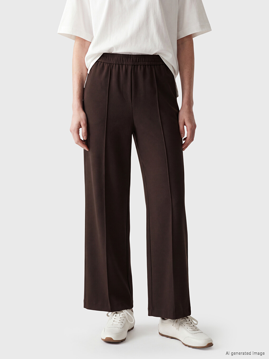 Beli Lastikli Kadın Krep Pantolon-1