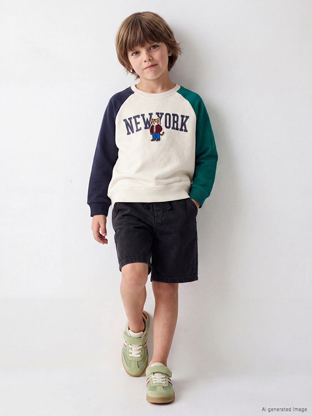 Bej New York Baskılı Erkek Çocuk Sweatshirt-2