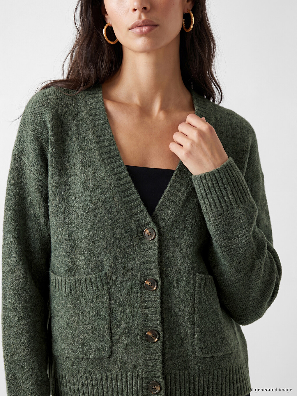 Cardigan En Tricot À Encolure En V Pour Femme-2