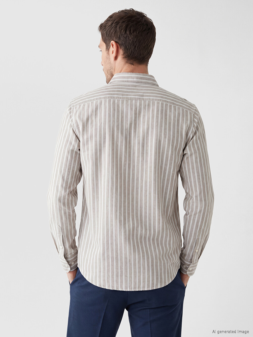 Cămașă Oxford Vărgată Standard Fit Pentru Bărbați-2