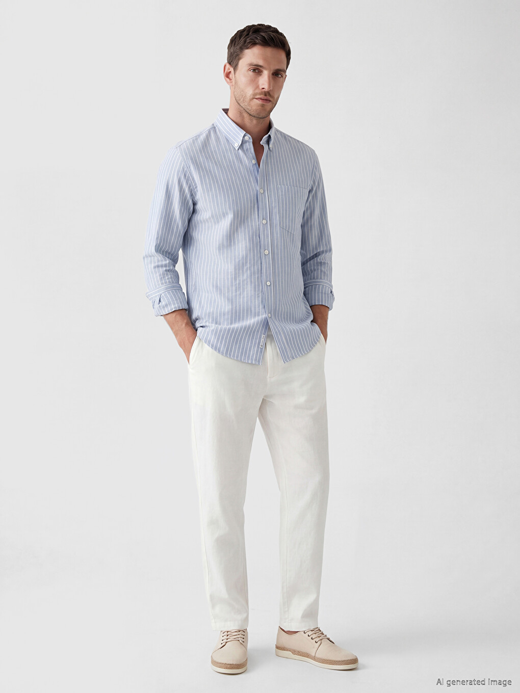 Standard Fit Striped Oxford Men's Shirt-1