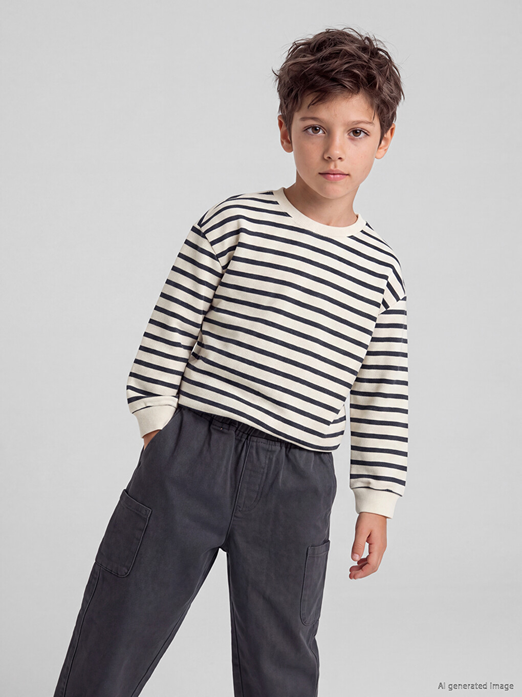 تیشێرتی خەتخەتی کوڕانە بە قۆڵی گەردن