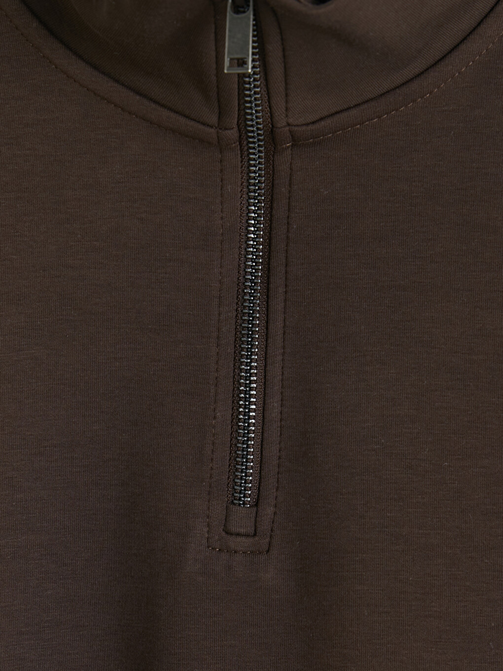 Kahverengi Dik Yaka Erkek Sweatshirt-1
