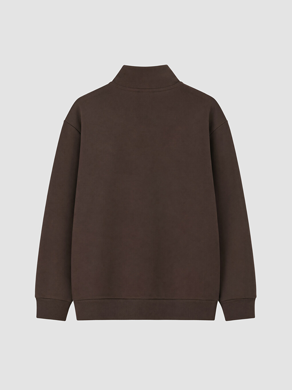 Kahverengi Dik Yaka Erkek Sweatshirt-2