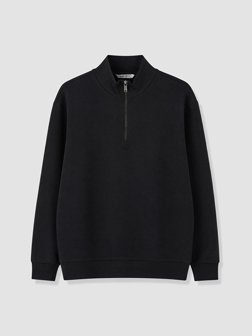 Siyah Dik Yaka Erkek Sweatshirt