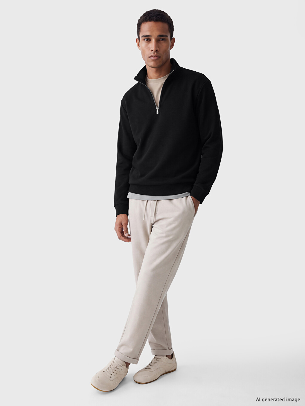 Mock Neck Men's Sweatshirt-1