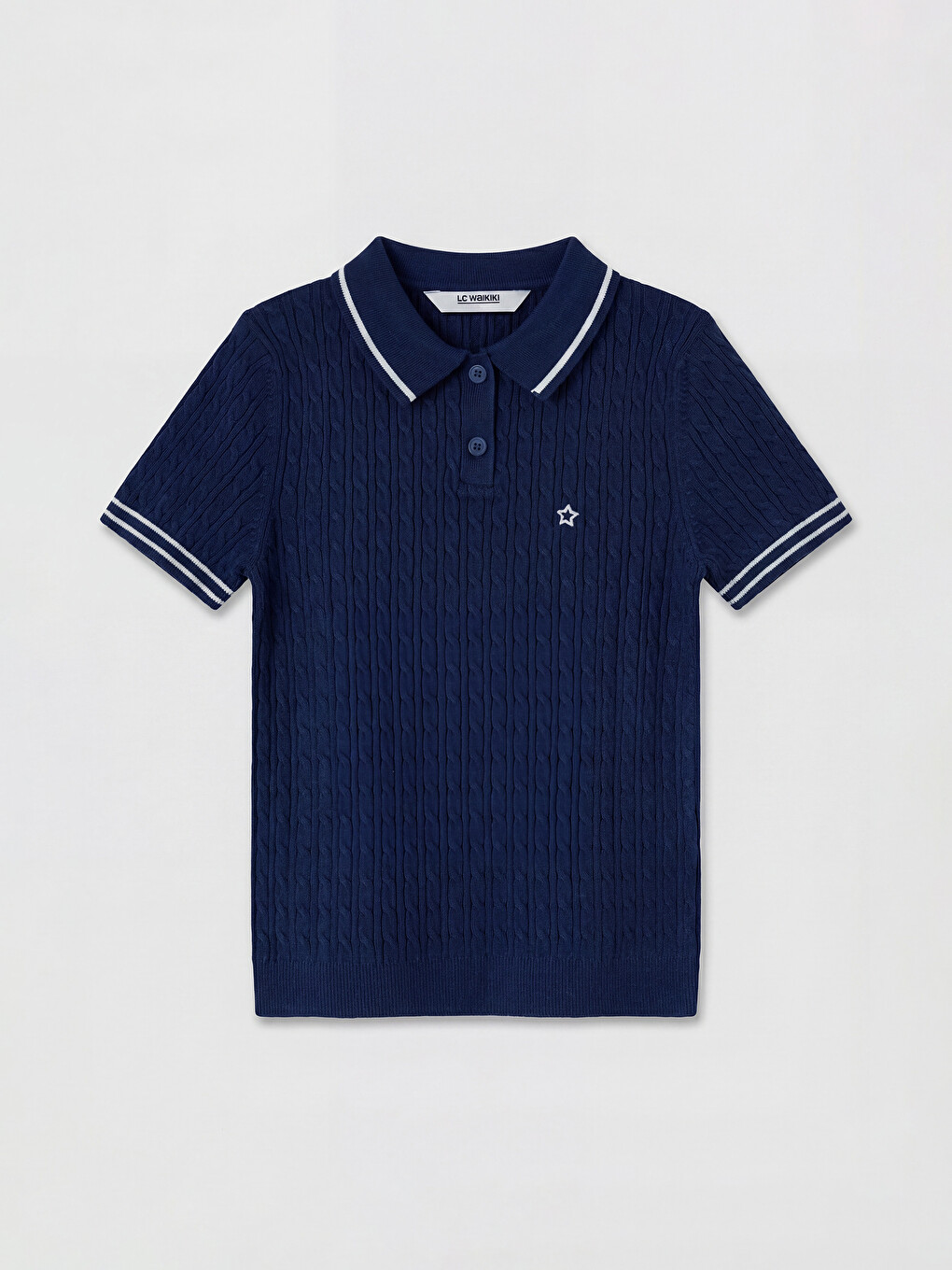 Polo Collar Embroidered Girls' Knitwear Sweater
