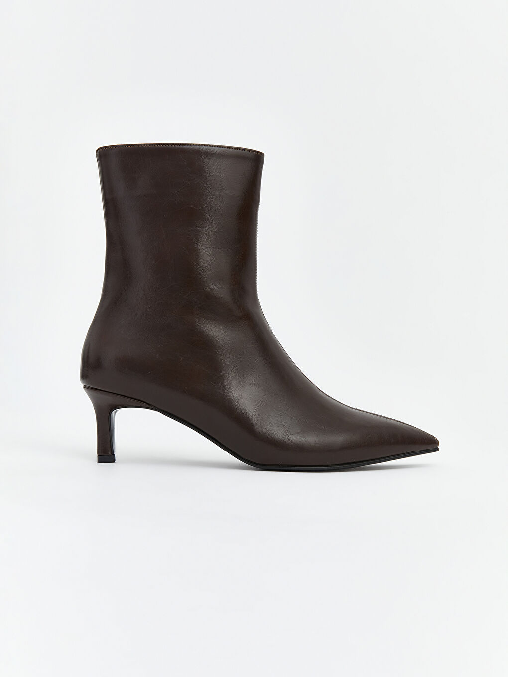 Kahverengi Deri Görünümlü Kadın Topuklu Ayakkabı-1