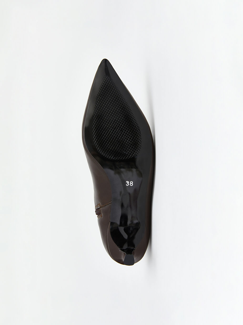 Kahverengi Deri Görünümlü Kadın Topuklu Ayakkabı-3