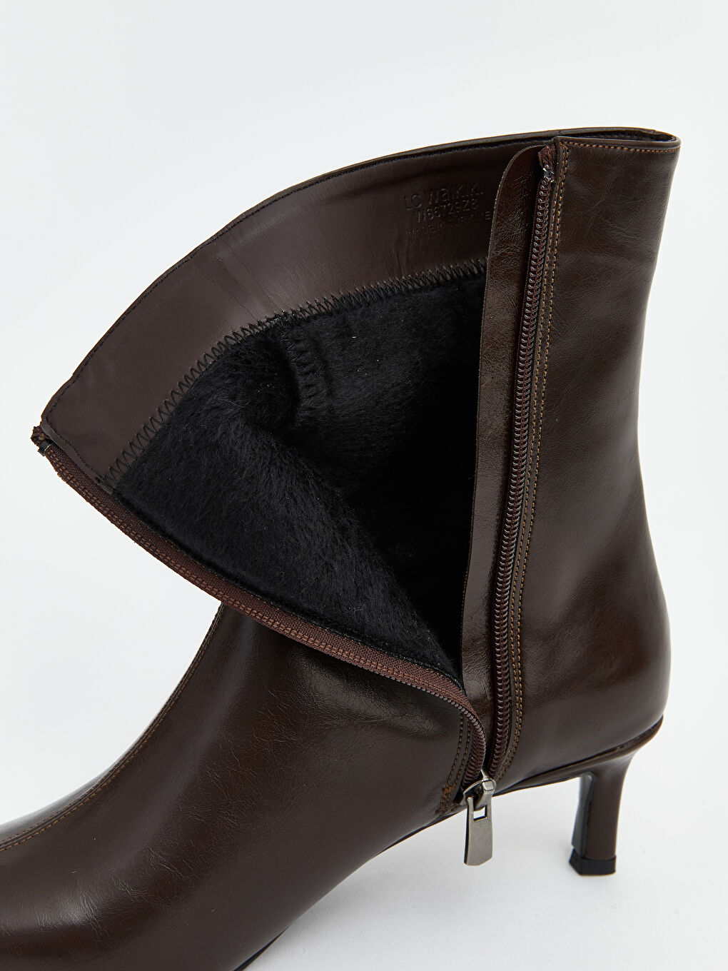 Kahverengi Deri Görünümlü Kadın Topuklu Ayakkabı-6