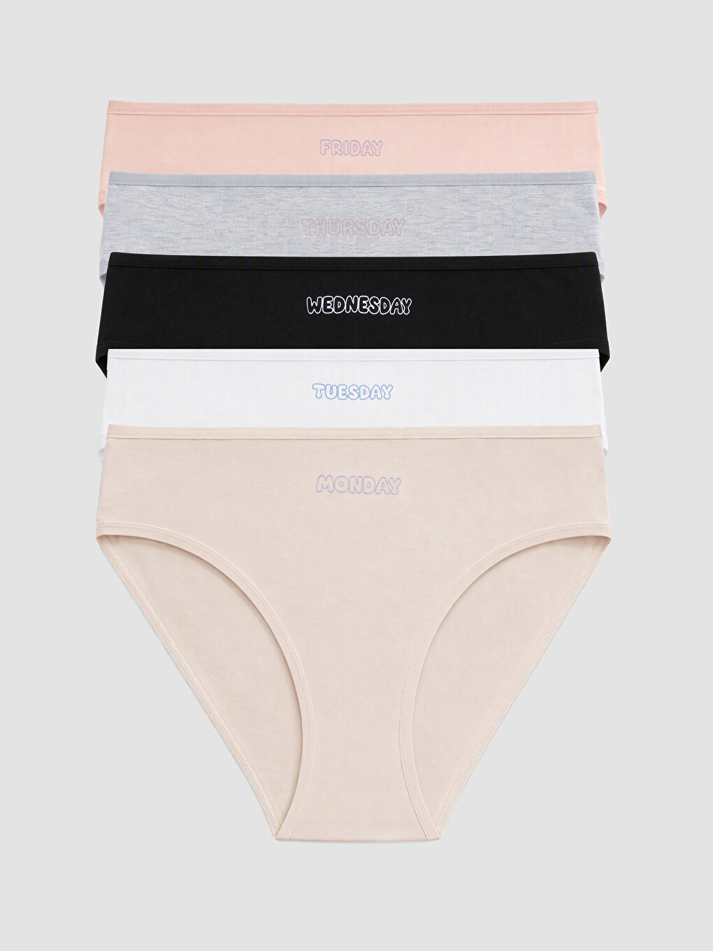 Text Printed Bikini Knickers 5 Pack
