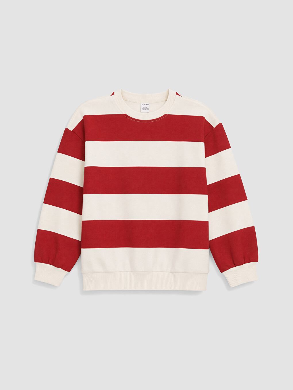 Bej Bisiklet Yaka Çizgili Erkek Çocuk 2'li Sweatshirt-3
