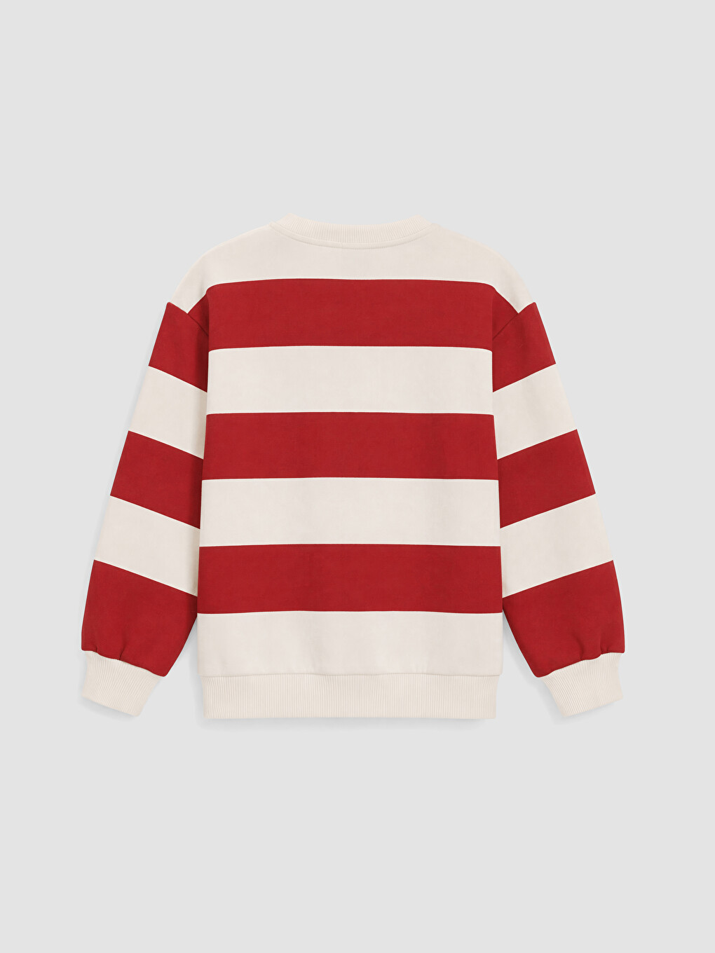 Bej Bisiklet Yaka Çizgili Erkek Çocuk 2'li Sweatshirt-4