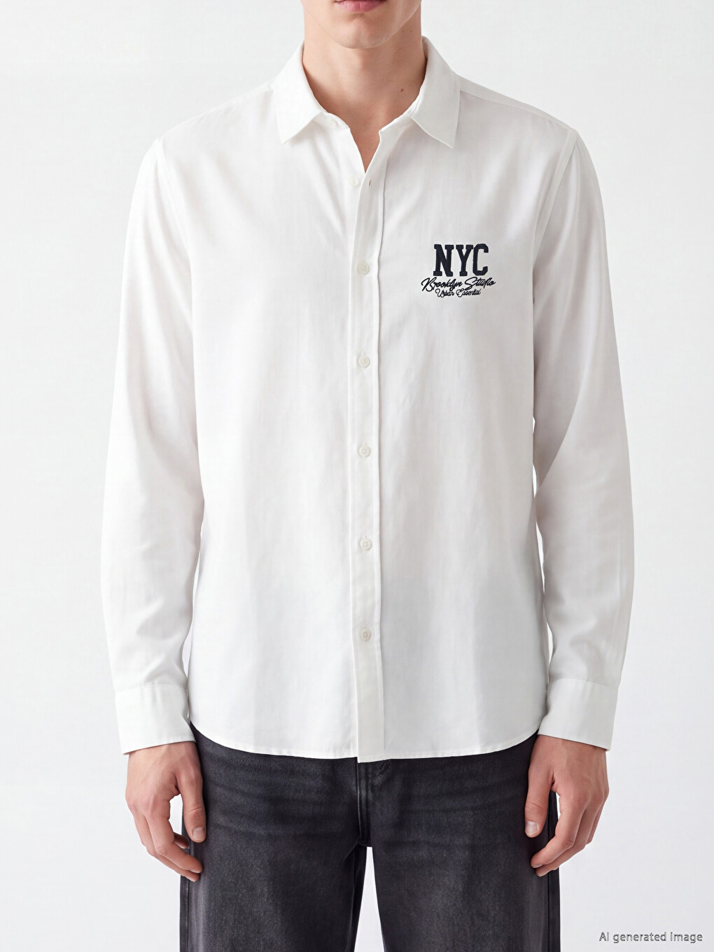 Regular Fit Nyc Baskılı Oxford Erkek Gömlek-3