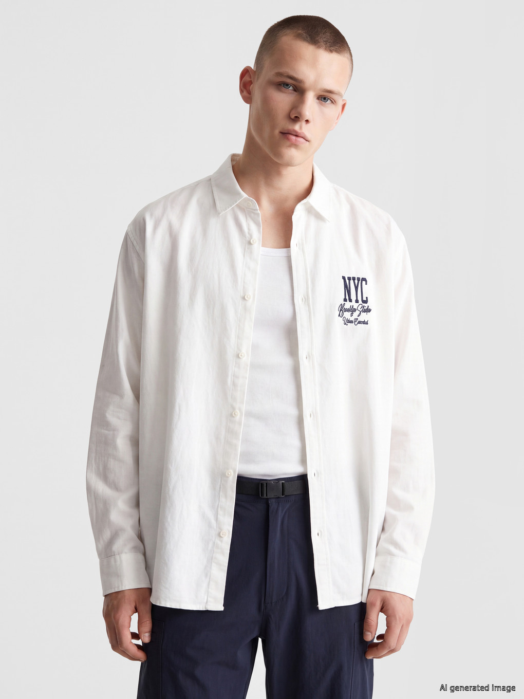 Regular Fit Nyc Baskılı Oxford Erkek Gömlek