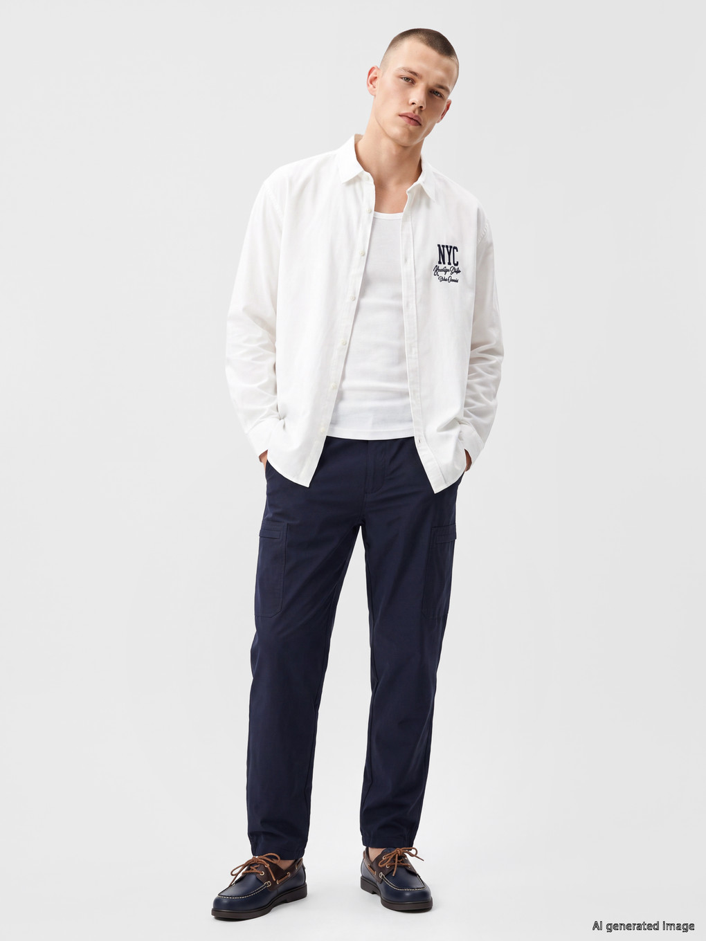 Regular Fit Nyc Baskılı Oxford Erkek Gömlek-1