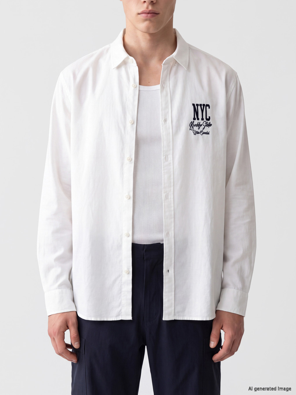 Regular Fit Nyc Baskılı Oxford Erkek Gömlek-2