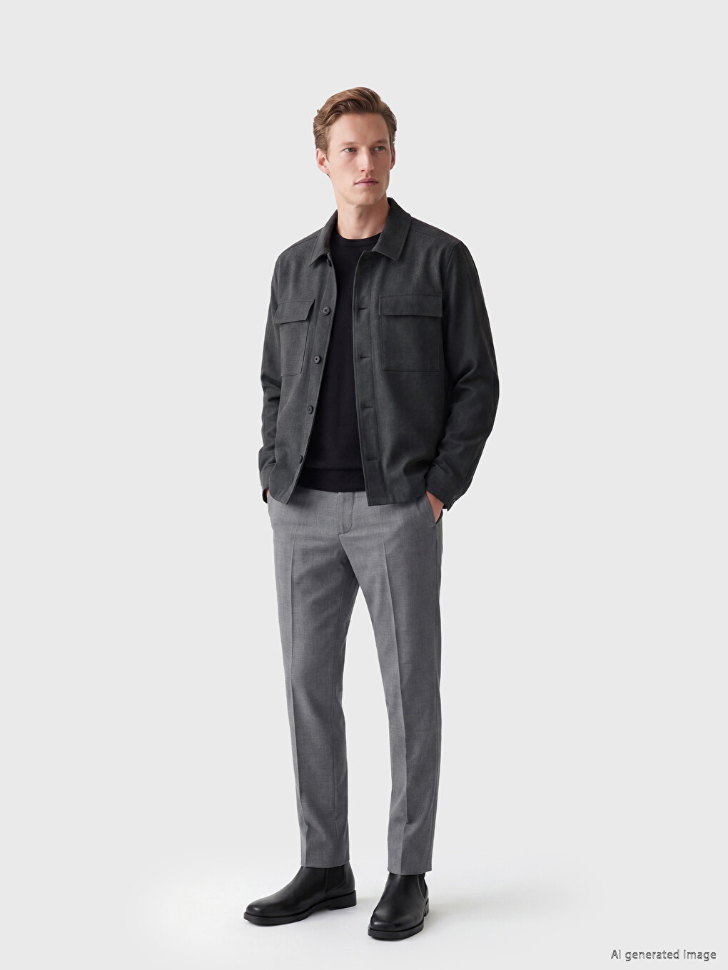 Regular Fit Shirt Collar Men's Coat-1