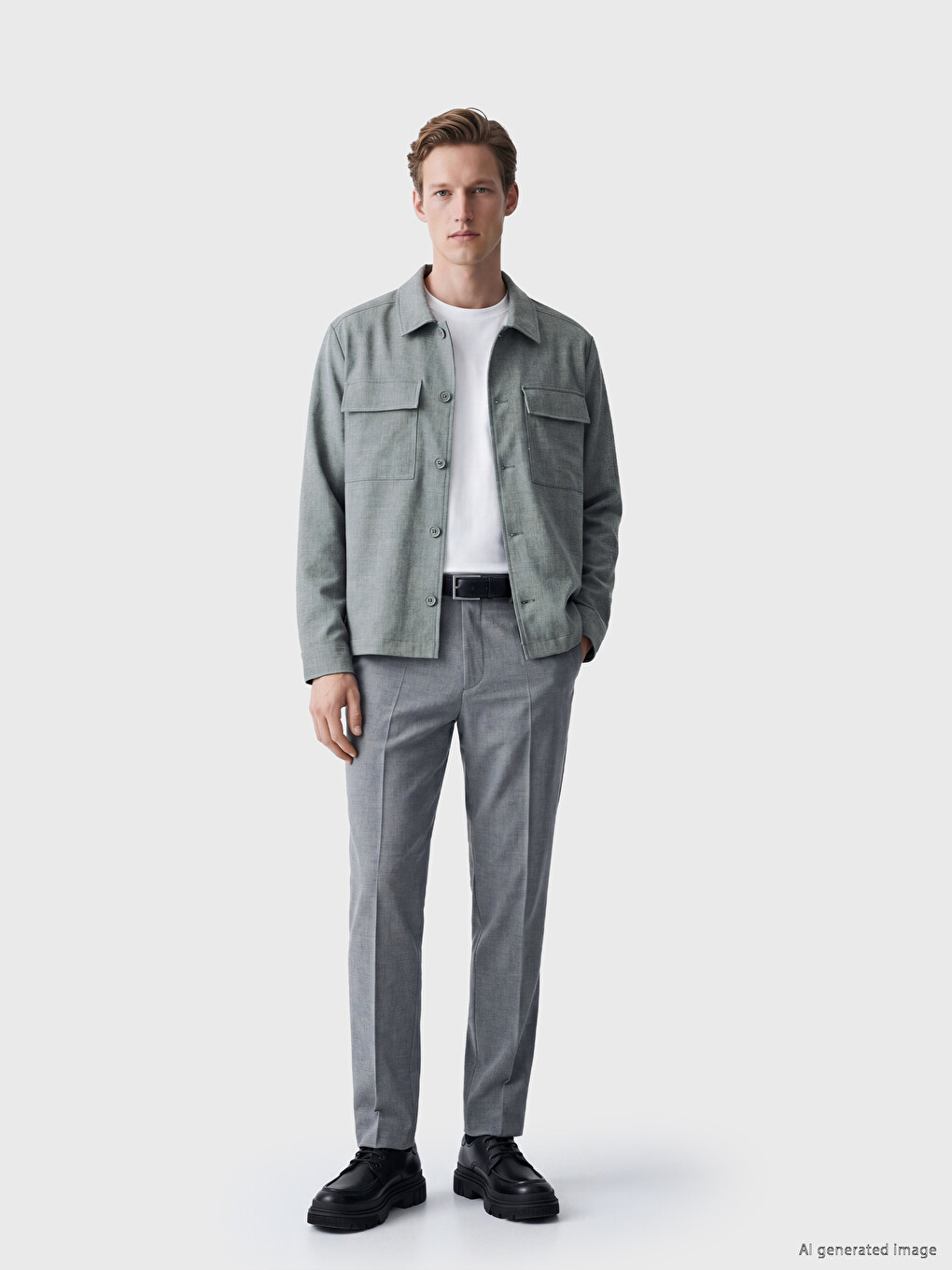 Regular Fit Shirt Collar Men's Shirt Jacket-1