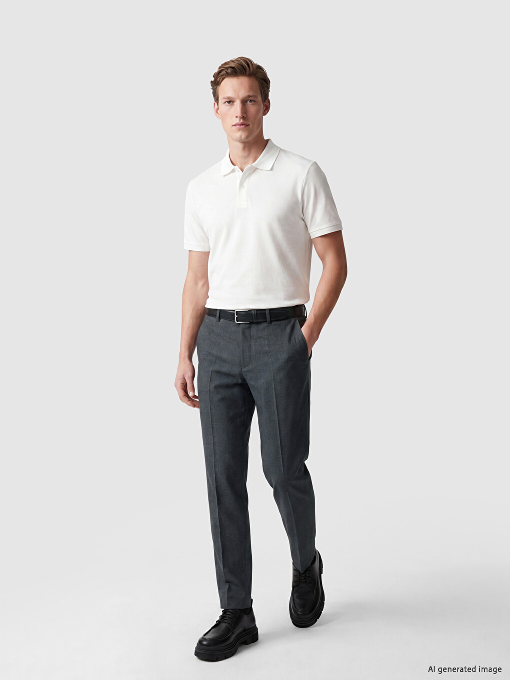 Regular Fit Dobby Men's Trousers-1