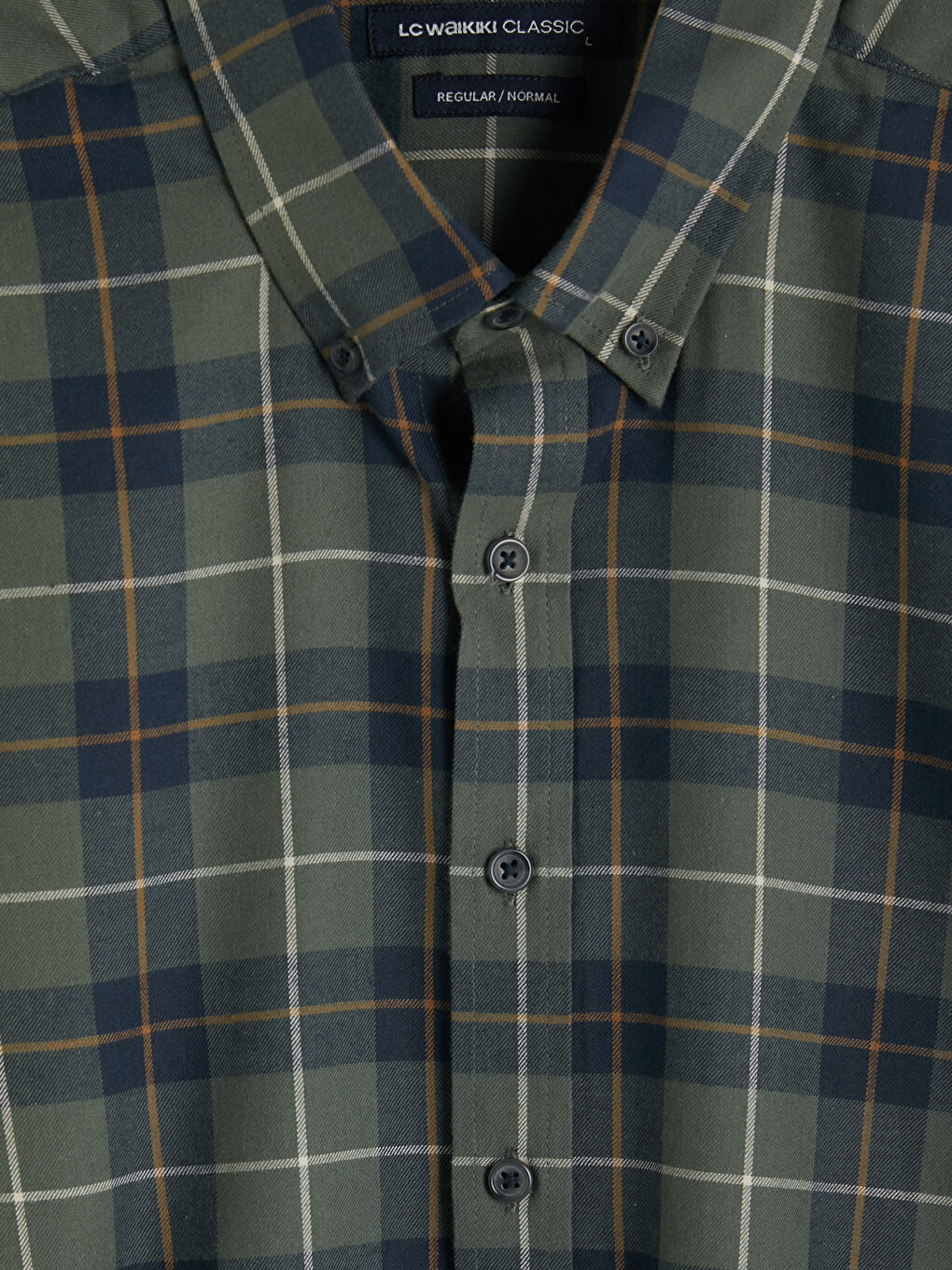 Regular Fit Plaid Twill Men's Shirt-5