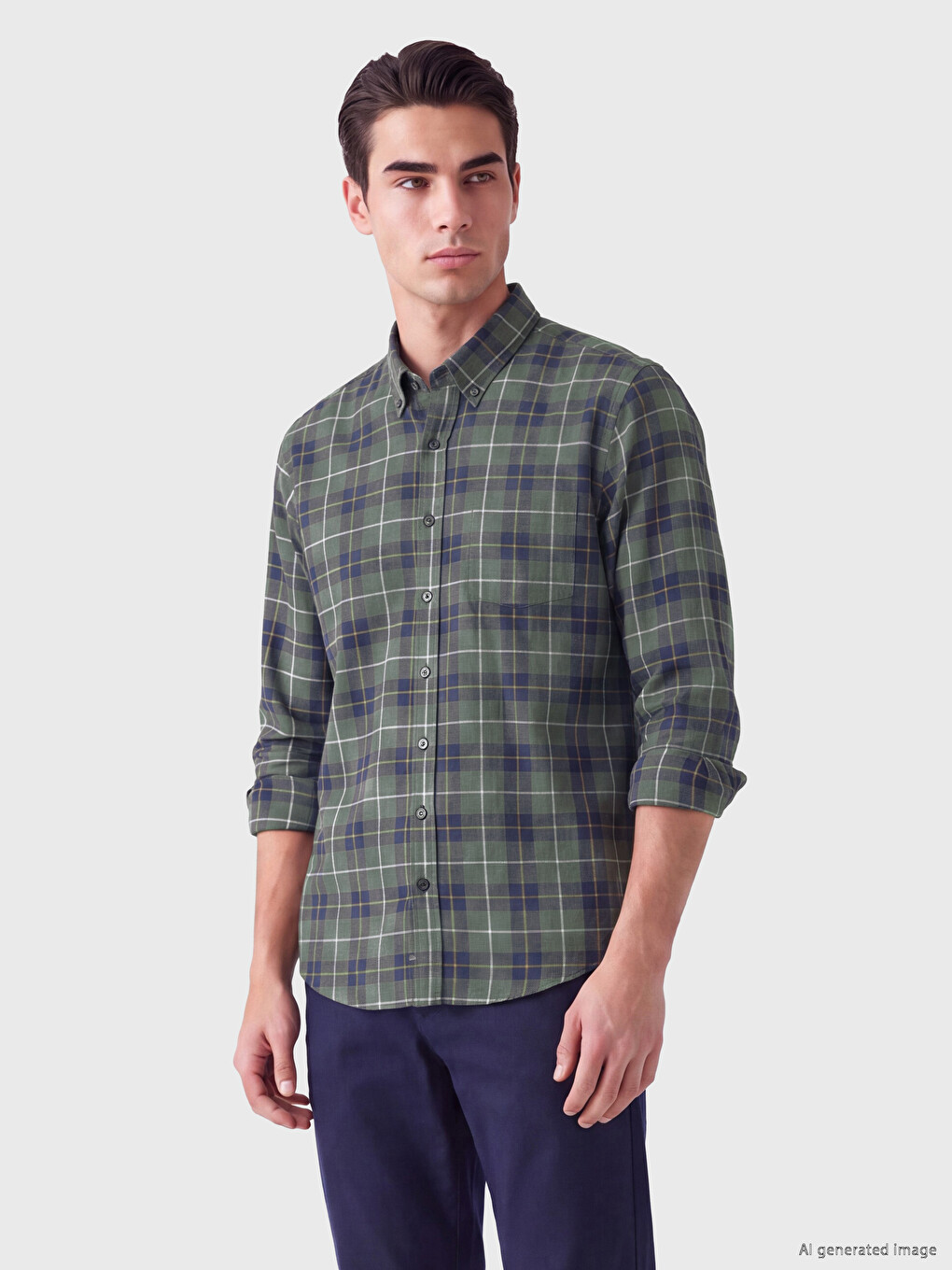 Regular Fit Plaid Twill Men's Shirt