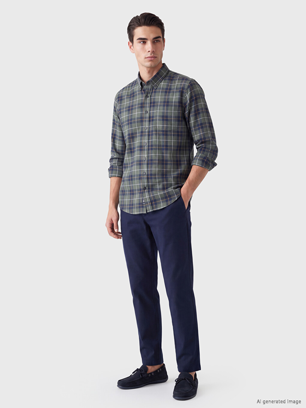 Regular Fit Plaid Twill Men's Shirt-1