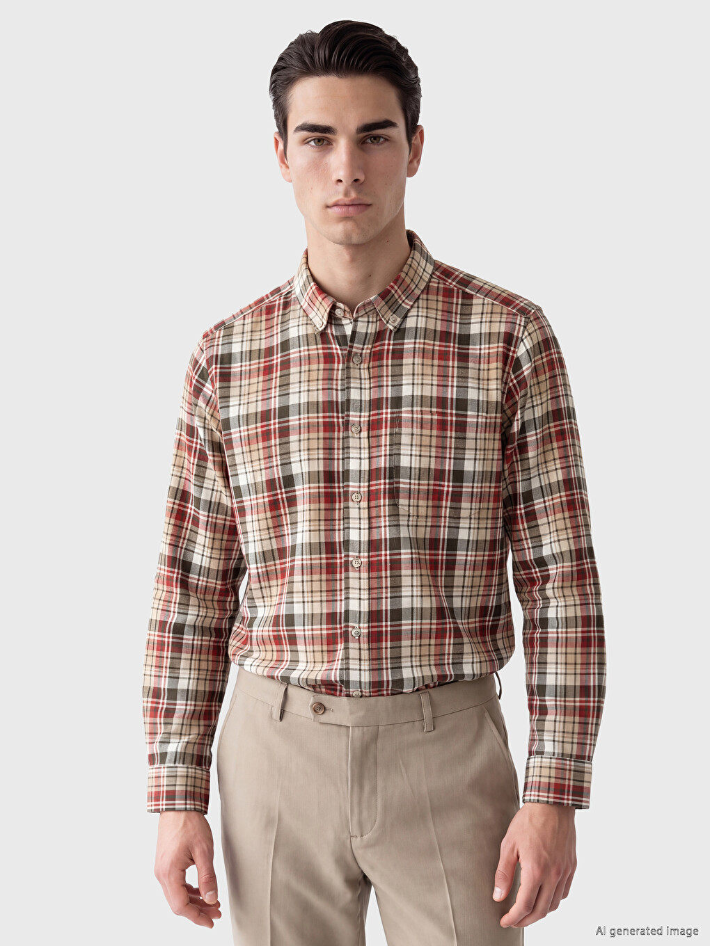 Regular Fit Plaid Twill Men's Shirt