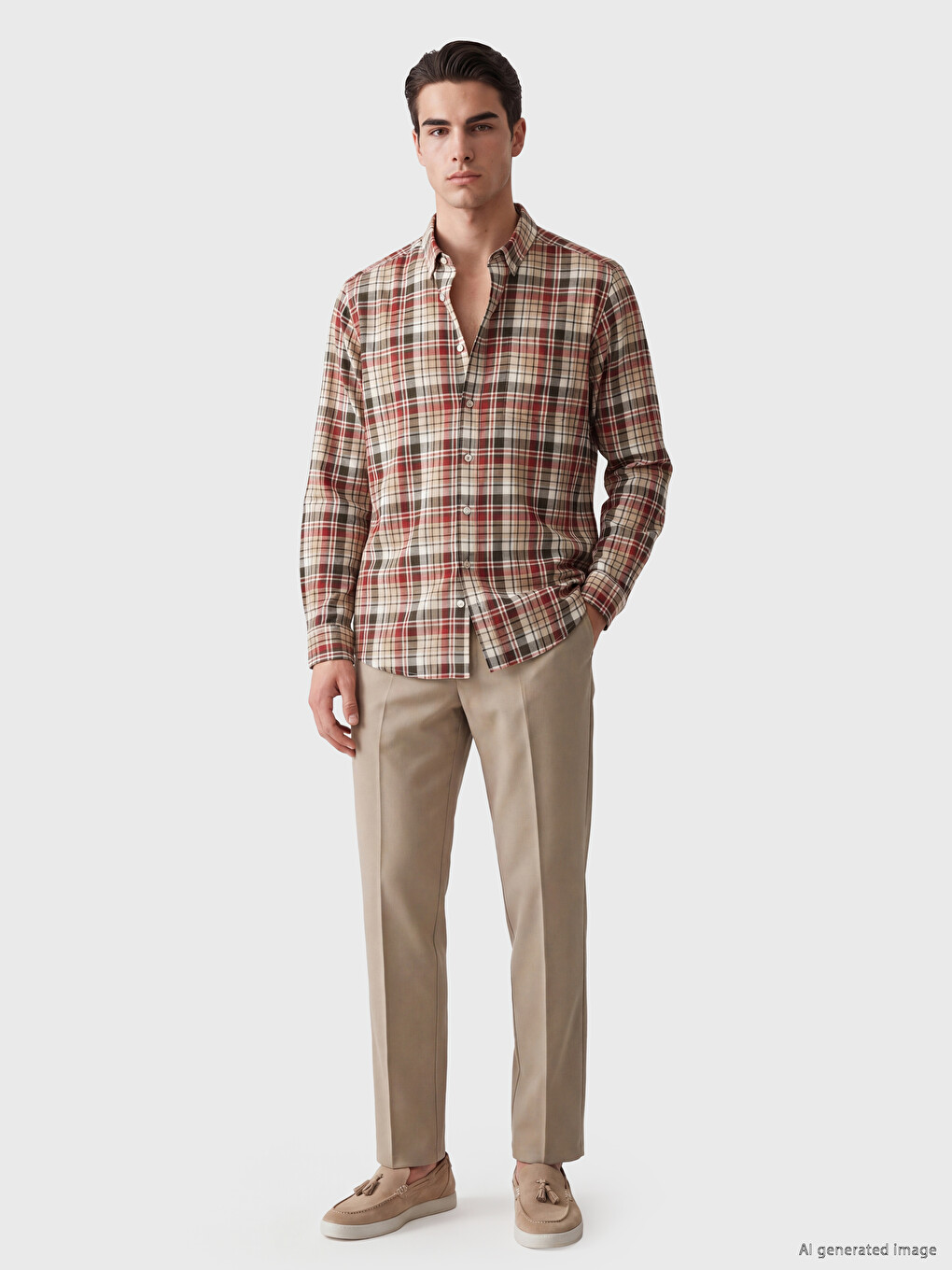 Regular Fit Plaid Twill Men's Shirt-1