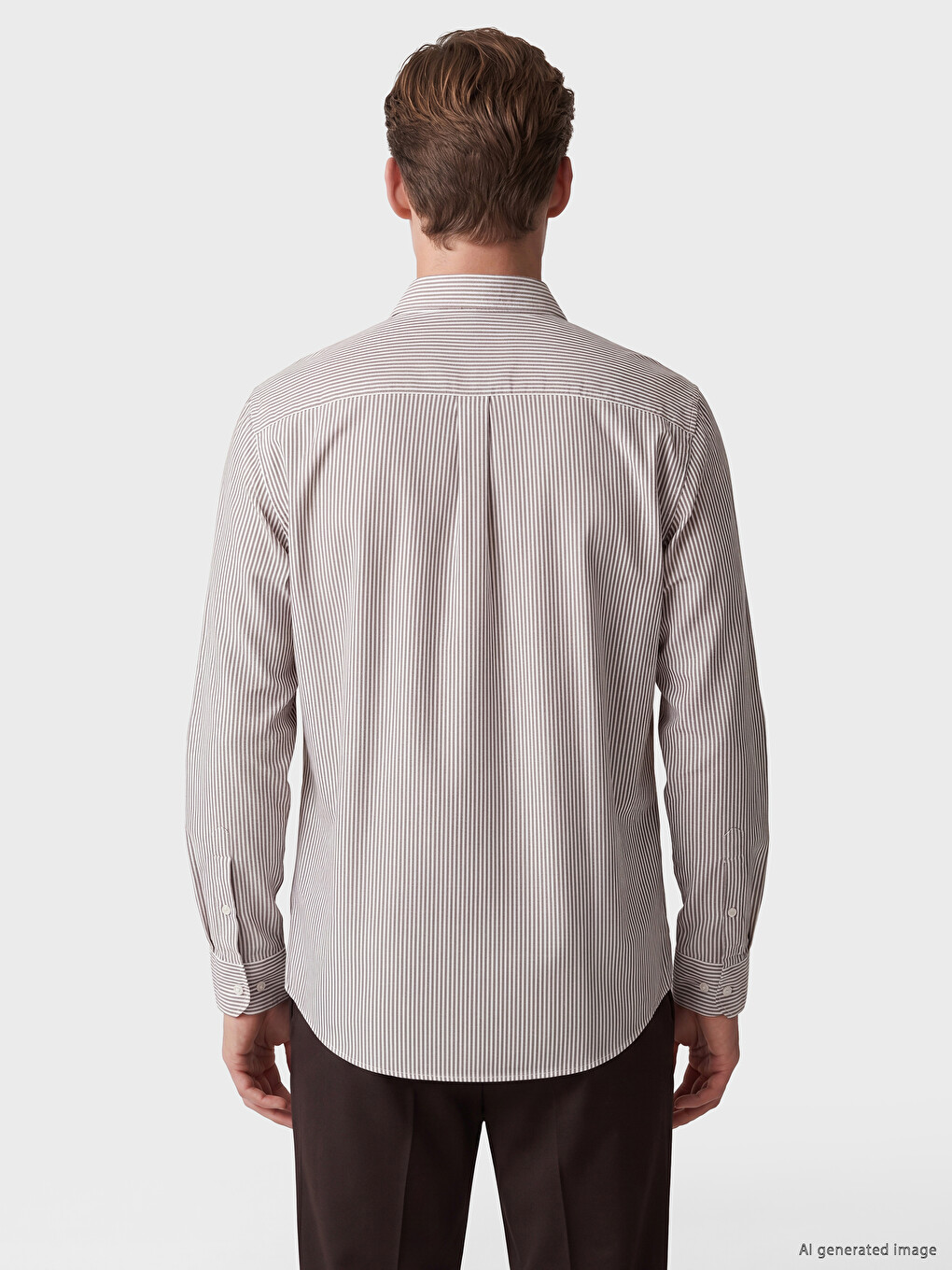 Bordo Regular Fit Çizgili Gabardin Erkek Gömlek-3
