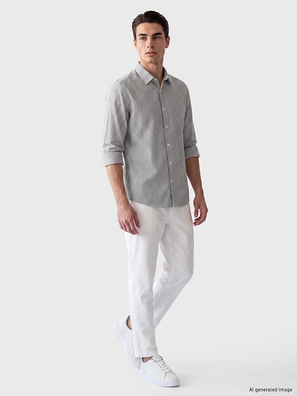 Regular Fit Striped Twill Men's Shirt-1