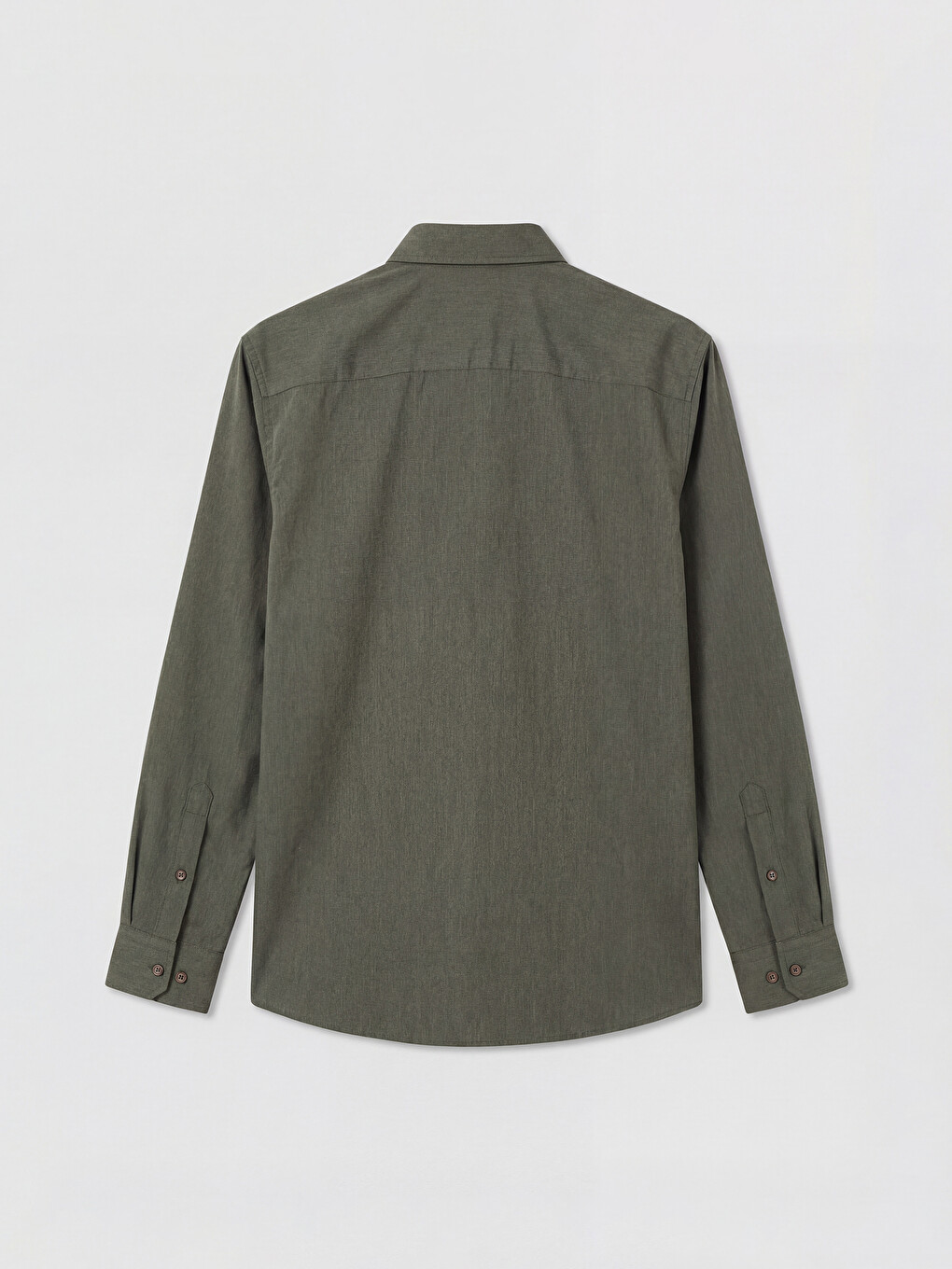 Haki Regular Fit Gabardin Erkek Gömlek-5