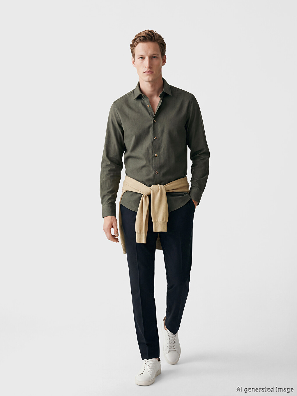 Haki Regular Fit Gabardin Erkek Gömlek-1