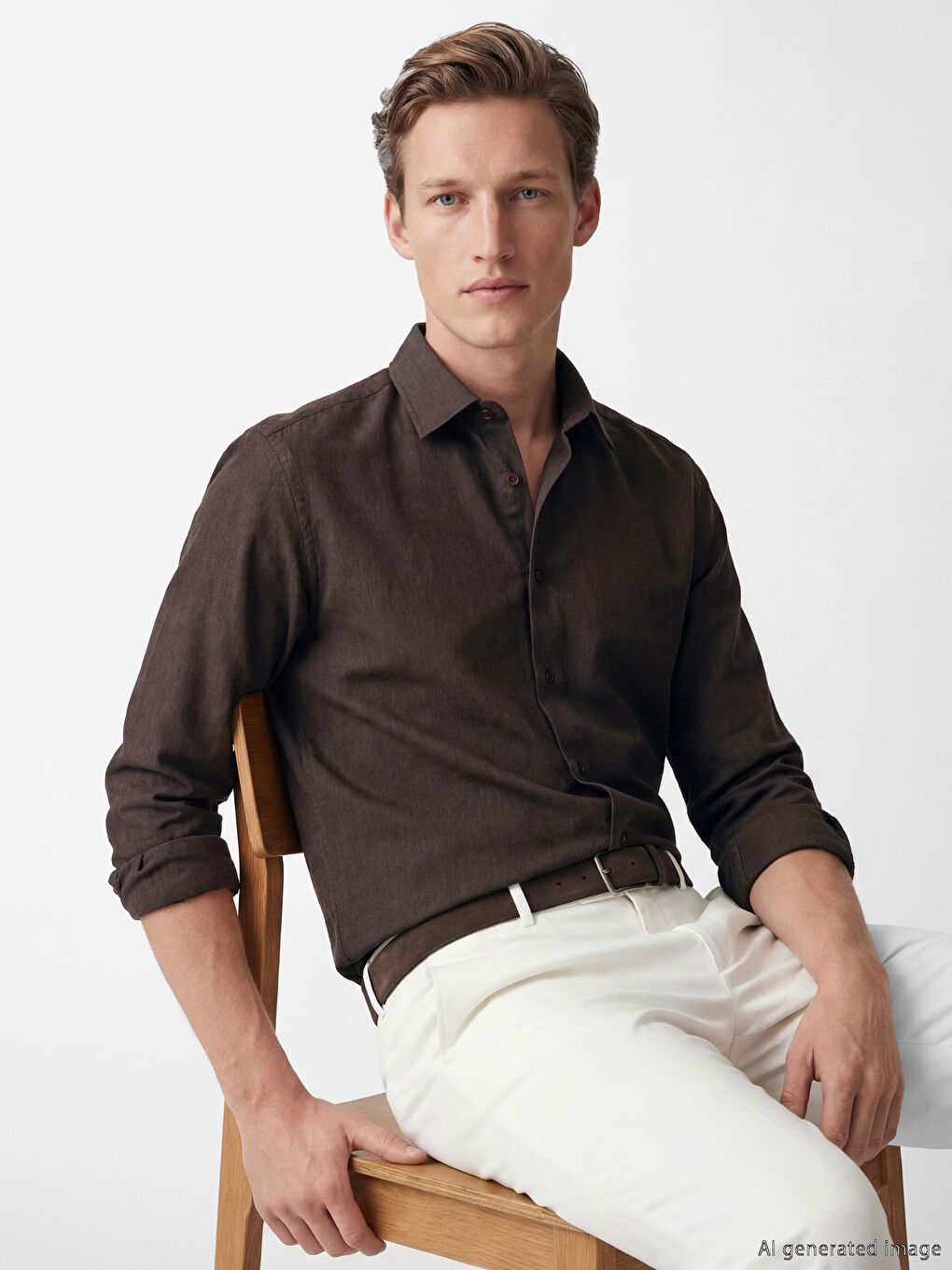 Kahverengi Regular Fit Gabardin Erkek Gömlek